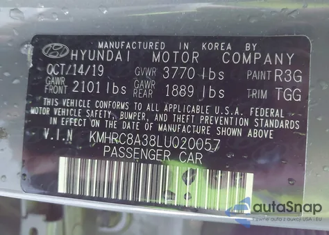 2020 Hyundai Venue Sel from USA, damaged, VIN KMHRC8A38LU020057